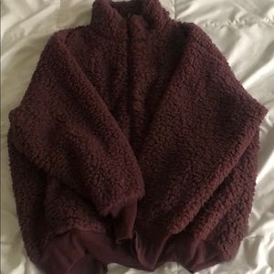Maroon teddy zip jacket from express, never used
